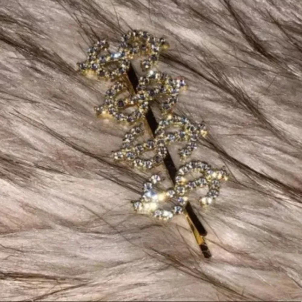 NEW Gold Bling $$$ word hair clip rhinestone‎ sparkle hair clip